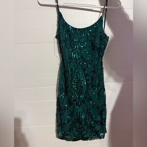 Elegant Green Sequin Dress